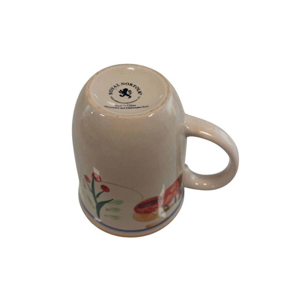 Vintage Royal Norfolk Apple Ceramic Coffee Mug Fruit Motif Gold Blue Band - Picture 6 of 6